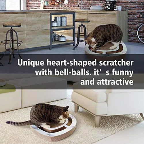 Nittis - Rascador con forma de corazón, juguete para gatos, bolas interactivas, juguetes para gatos, rascador de lujo para gatos, poste de cartón para rascar gatos