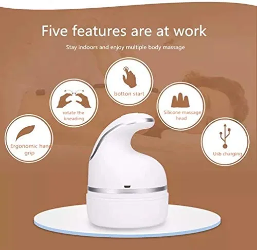 HJ-Fashion Masajeador de mascotas eléctrico suave con carga USB, cabeza 3D de gato, masajeador giratorio automático omnidireccional, lavable, divertido juguete para perro
