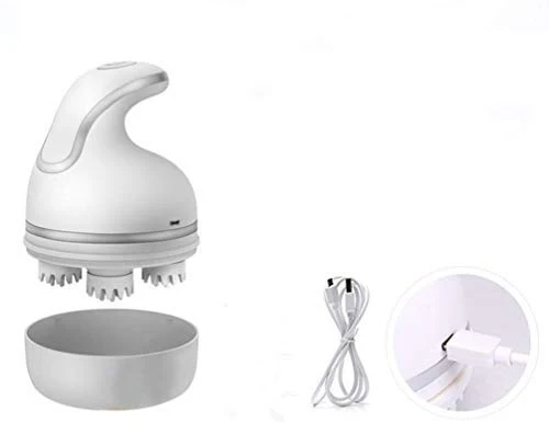 HJ-Fashion Masajeador de mascotas eléctrico suave con carga USB, cabeza 3D de gato, masajeador giratorio automático omnidireccional, lavable, divertido juguete para perro