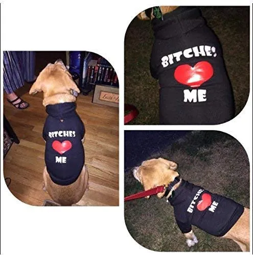 Sweater negro EXPAWLORER "BITCHES LOVE ME" con capucha forro polar para hombre, color negro
