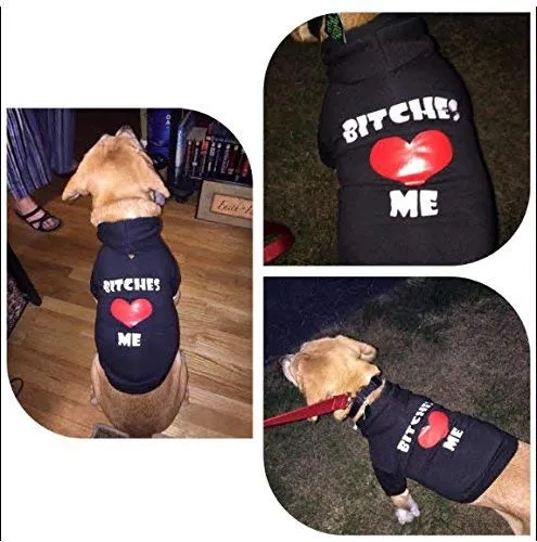 Sweater negro EXPAWLORER "BITCHES LOVE ME" con capucha forro polar para hombre, color negro