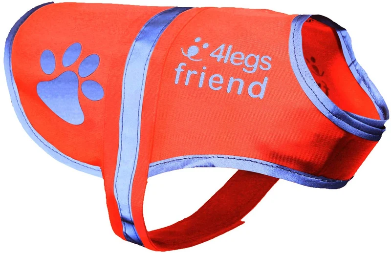 Chaleco reflectante de seguridad para perros, 5 tamaños para adaptarse a perros de 10 libras – 130 libras: alta visibilidad para actividades al aire libre día y noche, mantiene a tu perro visible, seguro de coches y accidentes de caza | Blaze Orange chale