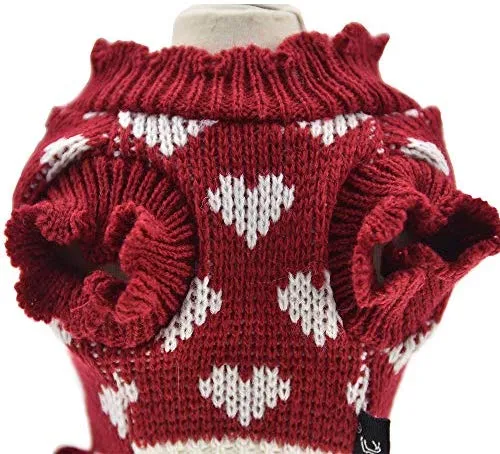 MUYAOPET Pequeño Perro Suéteres Mujer Niña Rojo Invierno Cálido Perro Princesa Vestido Ropa Dachshund Chihuahua Corgi