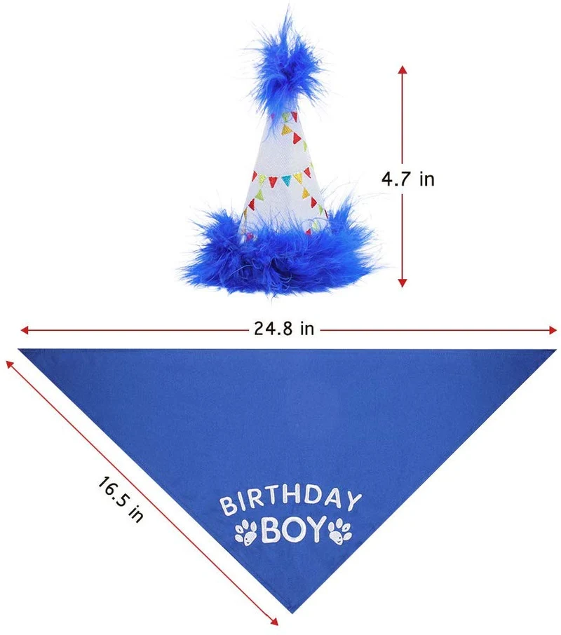 BINGPET - Bandana de cumpleaños para perro, bufanda y gorro de cumpleaños reutilizable para perro, con 0-8 figuras