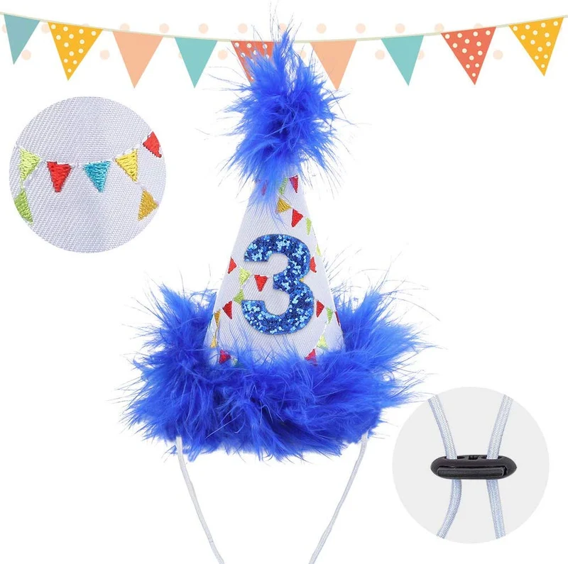 BINGPET - Bandana de cumpleaños para perro, bufanda y gorro de cumpleaños reutilizable para perro, con 0-8 figuras