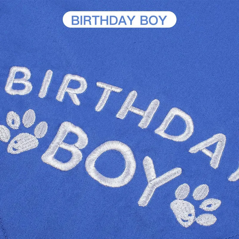 BINGPET - Bandana de cumpleaños para perro, bufanda y gorro de cumpleaños reutilizable para perro, con 0-8 figuras