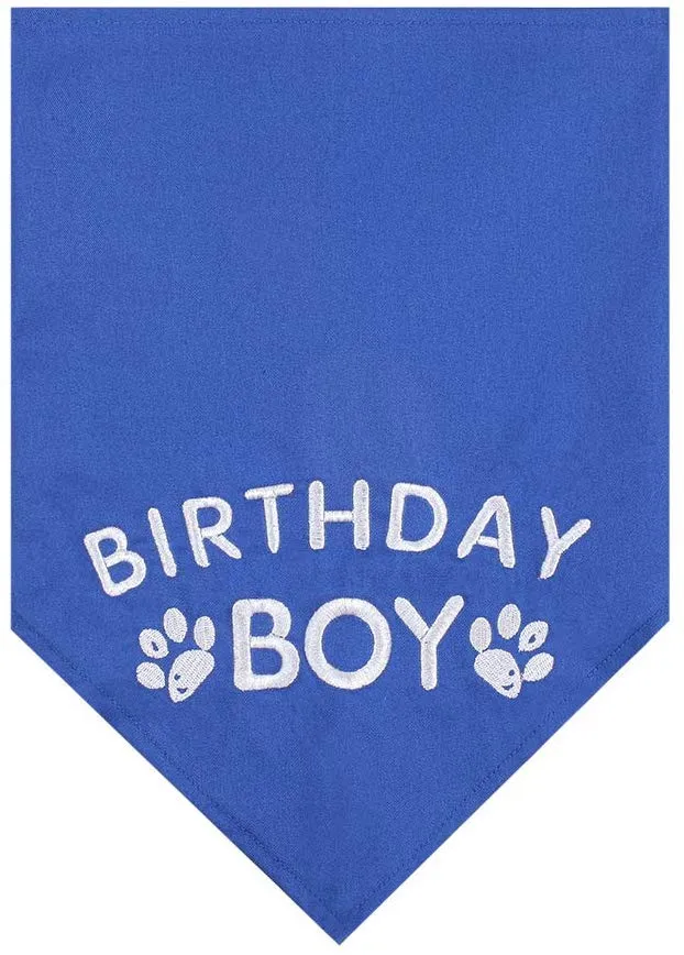 BINGPET - Bandana de cumpleaños para perro, bufanda y gorro de cumpleaños reutilizable para perro, con 0-8 figuras