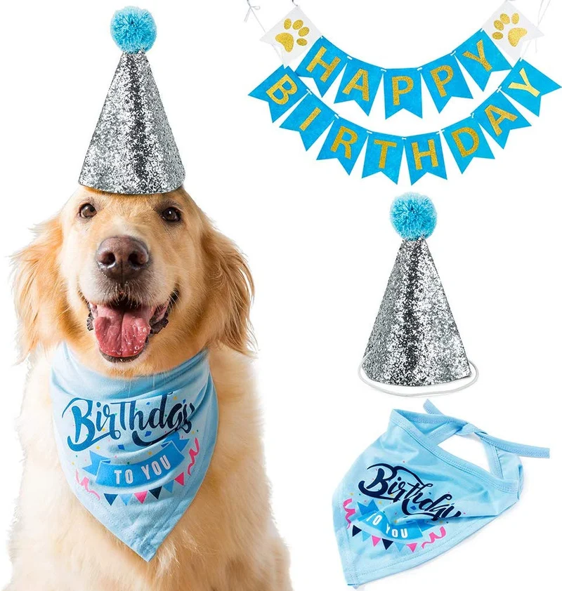 Hippie - Bandana de cumpleaños para perro con gorro de fiesta y decoración para fiesta