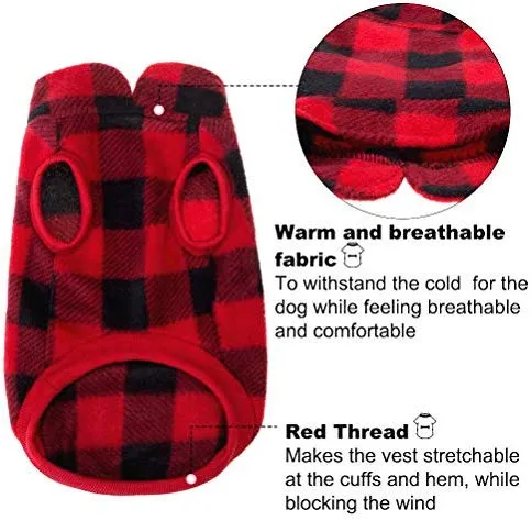 KOOLTAIL - Chaleco de forro polar para perro con bolsillo para mascotas, color rojo