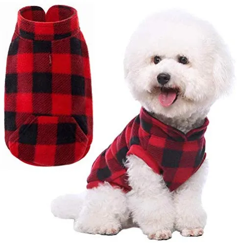 KOOLTAIL - Chaleco de forro polar para perro con bolsillo para mascotas, color rojo