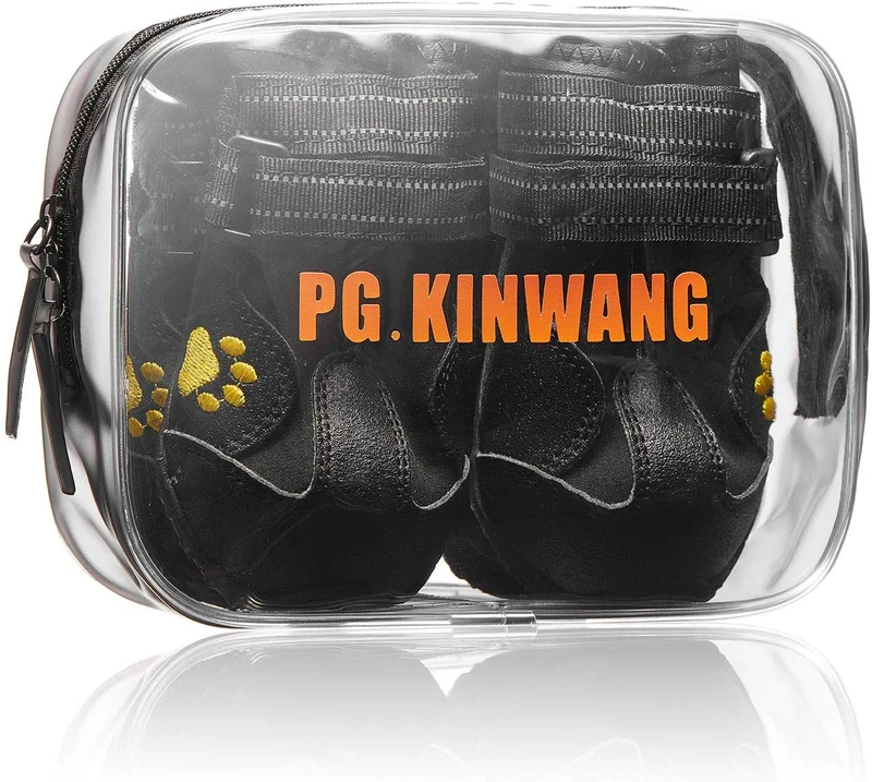 PG.KINWANG - Botas impermeables para perros de tamaño mediano a grande, con velcro reflectante, suela antideslizante, protectores para patas de mascotas, Labrador Husky, color negro, 4 unidades