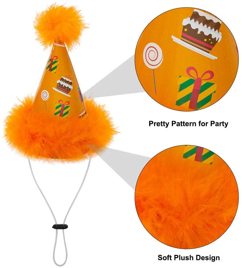 Sombrero de fiesta para perro de Escenereal, 6 paquetes, bonito juego de sombreros de cono para perros, fiestas de cumpleaños, gorros de felpa suave, coloridos, suministros perfectos para fiestas de perritos