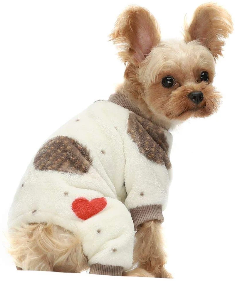Fitwarm Hedgehog - Pijama térmico de invierno para perro, gato, mono, terciopelo grueso, color blanco