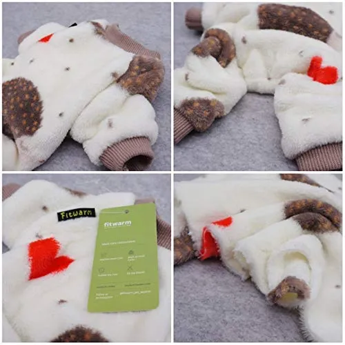 Fitwarm Hedgehog - Pijama térmico de invierno para perro, gato, mono, terciopelo grueso, color blanco