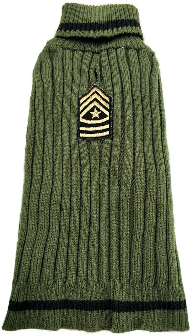 kyeese Dog Sweater Turtleneck with Leash Hole Dogs Pullover Sweaters Stretchy Knitwear US Army Warm Pet Clothes for Fall Winter