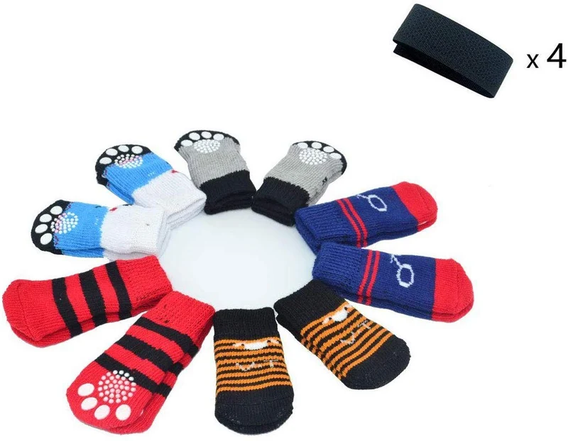 LFPET Calcetines de algodón para control de tracción, para perros de interior, antideslizantes, 5 pares, color al azar