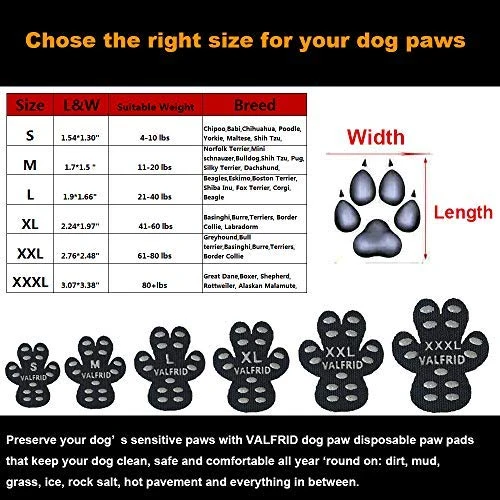 VALFRID - Almohadillas antideslizantes para patas de perro, antideslizantes, para suelos de madera dura, autoadhesivas, resistentes a perros, calcetines, calcetines, correas de repuesto