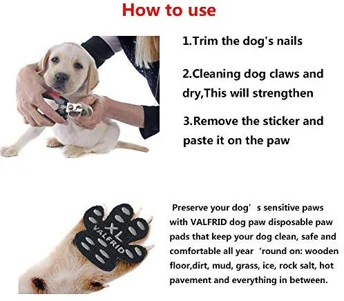 VALFRID - Almohadillas antideslizantes para patas de perro, antideslizantes, para suelos de madera dura, autoadhesivas, resistentes a perros, calcetines, calcetines, correas de repuesto