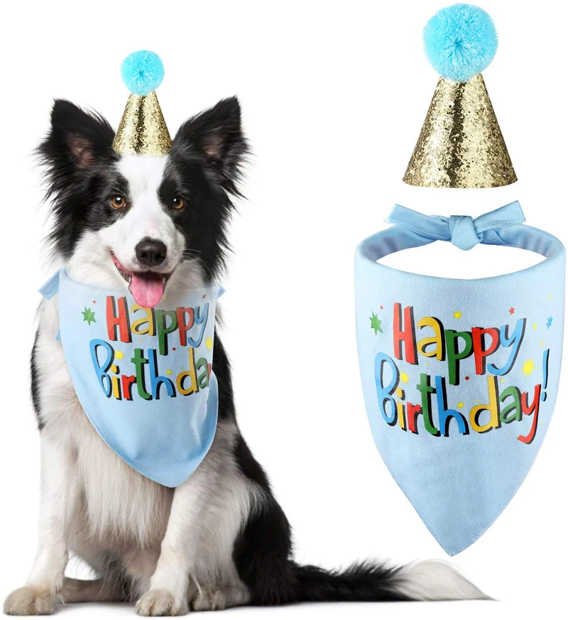 Blaoicni Dog Birthday Bandana Hat Scarf Party Supplies
