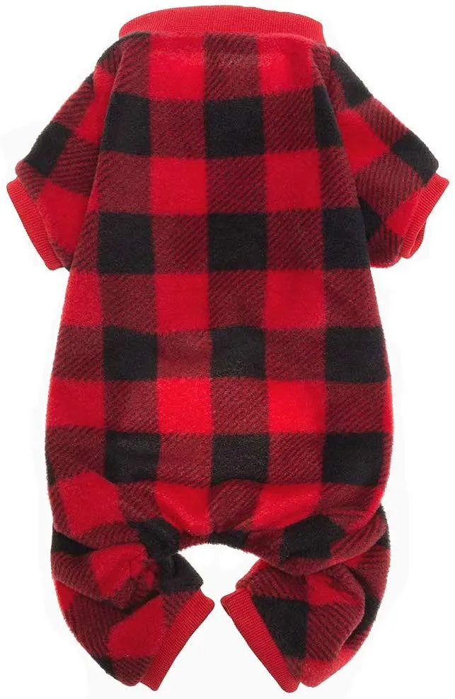 SCENEREAL - Pijama para mascotas, diseño de cuadros rojos, ropa suave