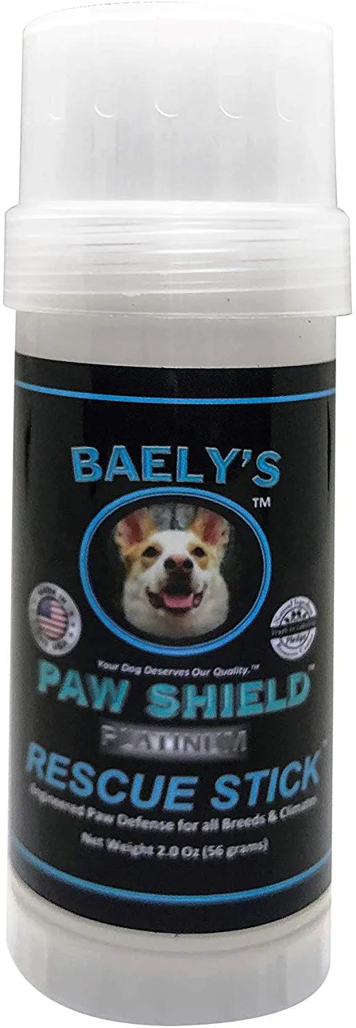 Baely's Paw Shield Rescue Stick – Confía en el original fabricado en América Paw Shield | Cera de protección de la pata de perro fácil de aplicar | Protección natural de la huella para lluvia fría y caliente y champiñones en nieve | 2 oz fácil de aplicar