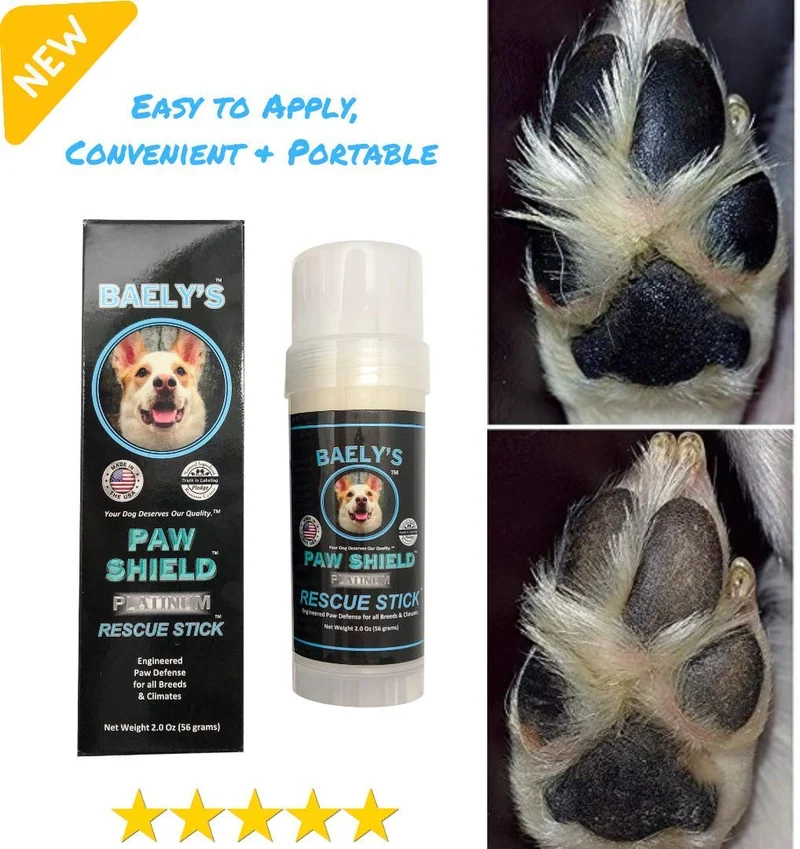 Baely's Paw Shield Rescue Stick – Confía en el original fabricado en América Paw Shield | Cera de protección de la pata de perro fácil de aplicar | Protección natural de la huella para lluvia fría y caliente y champiñones en nieve | 2 oz fácil de aplicar