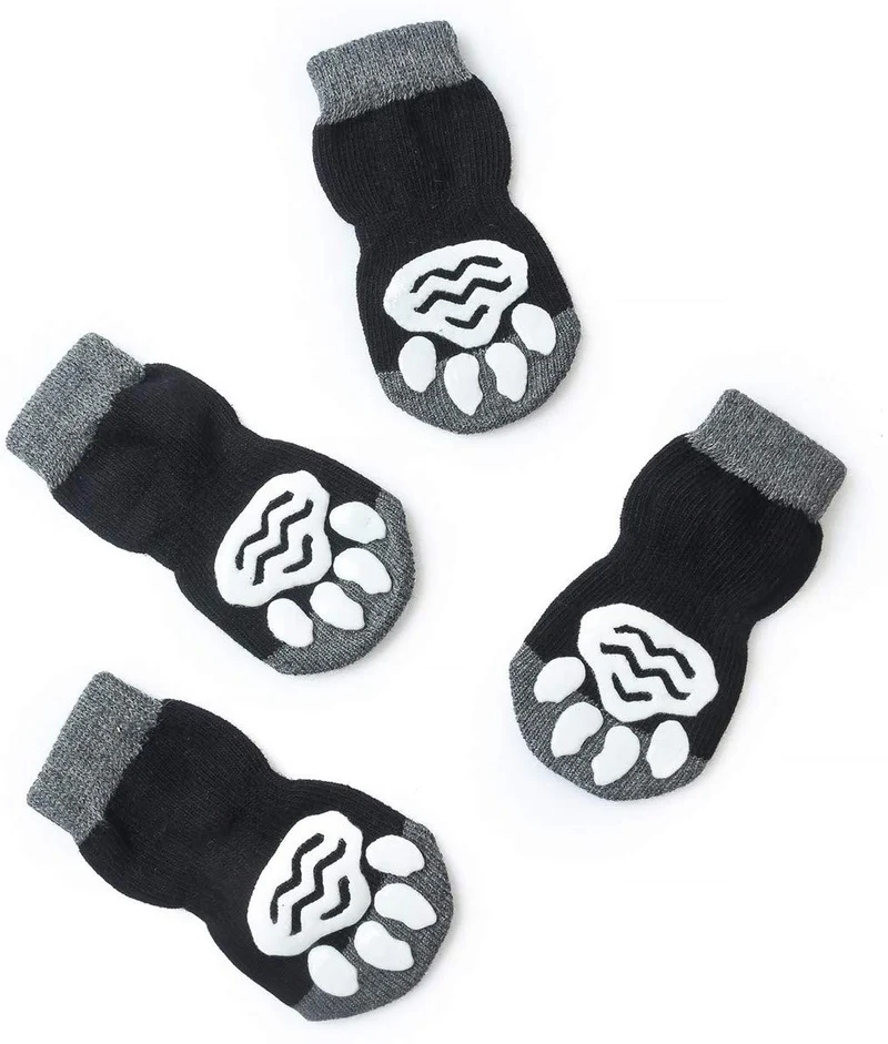 Harfkoko - Calcetines de punto antideslizante para perros y gatos con refuerzo de goma, protector de huella de perro antideslizante y protector de huella de gato para uso en interiores, apto para perros y gatos pequeños y medianos y grandes