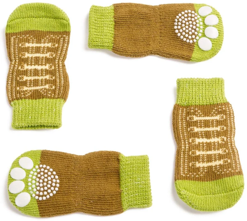 Harfkoko - Calcetines de punto antideslizante para perros y gatos con refuerzo de goma, protector de huella de perro antideslizante y protector de huella de gato para uso en interiores, apto para perros y gatos pequeños y medianos y grandes