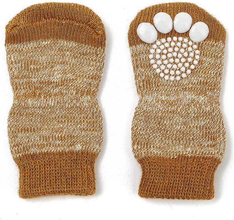 Harfkoko - Calcetines de punto antideslizante para perros y gatos con refuerzo de goma, protector de huella de perro antideslizante y protector de huella de gato para uso en interiores, apto para perros y gatos pequeños y medianos y grandes
