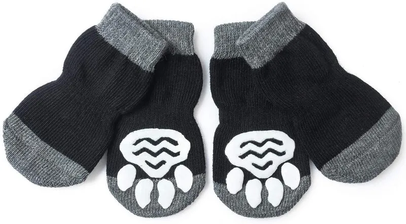 Harfkoko - Calcetines de punto antideslizante para perros y gatos con refuerzo de goma, protector de huella de perro antideslizante y protector de huella de gato para uso en interiores, apto para perros y gatos pequeños y medianos y grandes