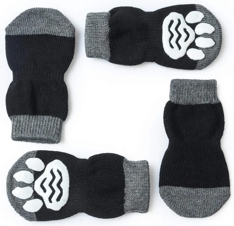 Harfkoko - Calcetines de punto antideslizante para perros y gatos con refuerzo de goma, protector de huella de perro antideslizante y protector de huella de gato para uso en interiores, apto para perros y gatos pequeños y medianos y grandes