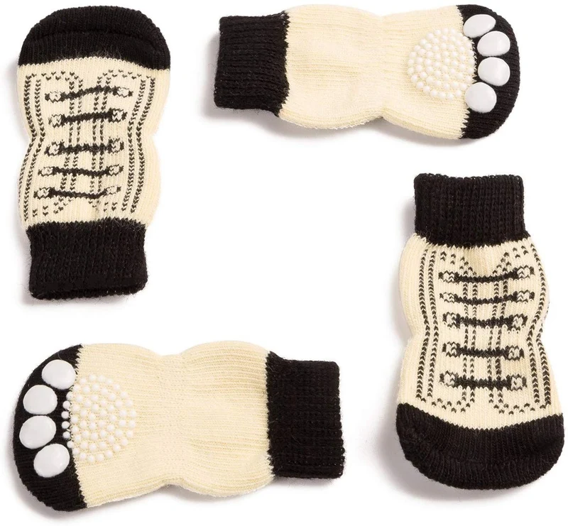 Harfkoko - Calcetines de punto antideslizante para perros y gatos con refuerzo de goma, protector de huella de perro antideslizante y protector de huella de gato para uso en interiores, apto para perros y gatos pequeños y medianos y grandes