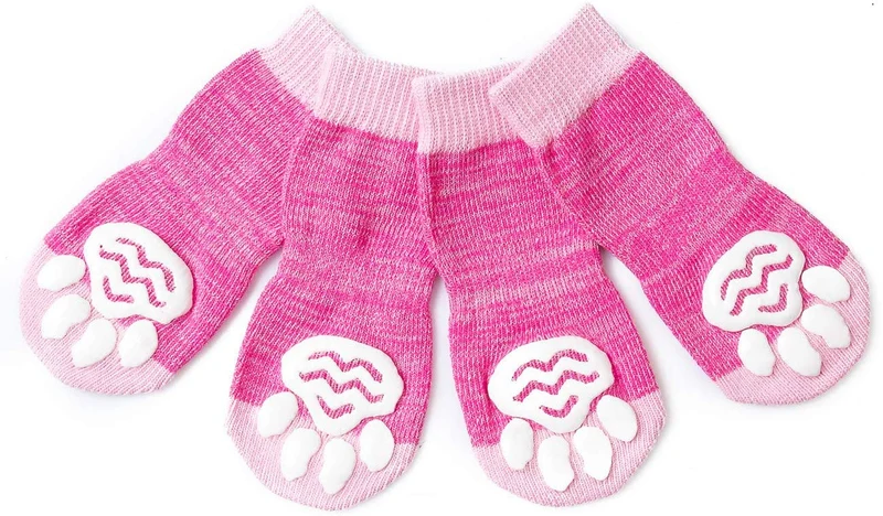 Harfkoko - Calcetines de punto antideslizante para perros y gatos con refuerzo de goma, protector de huella de perro antideslizante y protector de huella de gato para uso en interiores, apto para perros y gatos pequeños y medianos y grandes