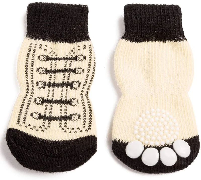 Harfkoko - Calcetines de punto antideslizante para perros y gatos con refuerzo de goma, protector de huella de perro antideslizante y protector de huella de gato para uso en interiores, apto para perros y gatos pequeños y medianos y grandes