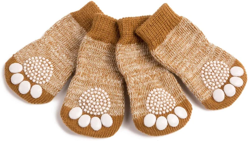 Harfkoko - Calcetines de punto antideslizante para perros y gatos con refuerzo de goma, protector de huella de perro antideslizante y protector de huella de gato para uso en interiores, apto para perros y gatos pequeños y medianos y grandes