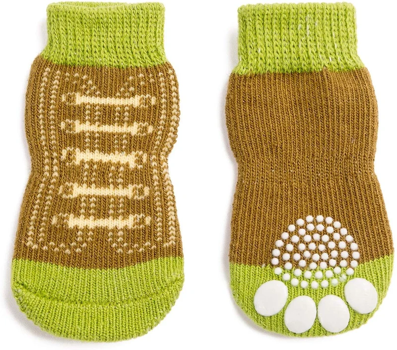 Harfkoko - Calcetines de punto antideslizante para perros y gatos con refuerzo de goma, protector de huella de perro antideslizante y protector de huella de gato para uso en interiores, apto para perros y gatos pequeños y medianos y grandes