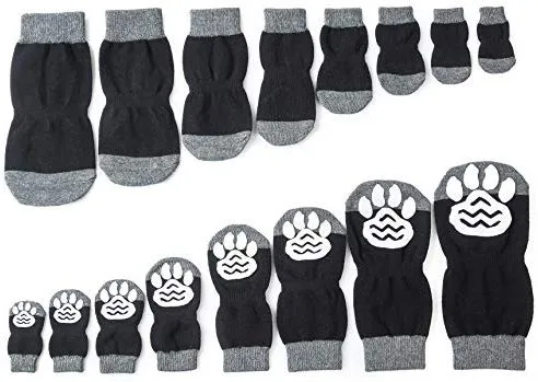 Harfkoko - Calcetines de punto antideslizante para perros y gatos con refuerzo de goma, protector de huella de perro antideslizante y protector de huella de gato para uso en interiores, apto para perros y gatos pequeños y medianos y grandes