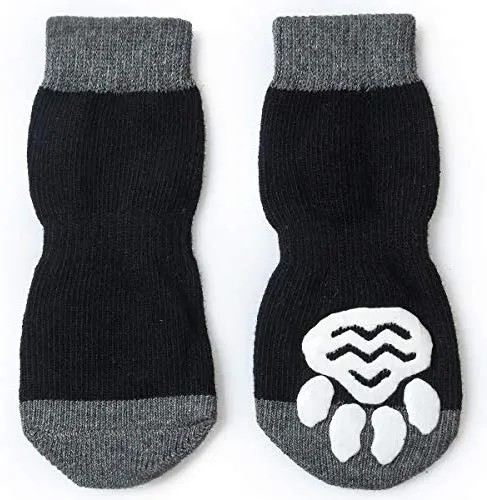 Harfkoko - Calcetines de punto antideslizante para perros y gatos con refuerzo de goma, protector de huella de perro antideslizante y protector de huella de gato para uso en interiores, apto para perros y gatos pequeños y medianos y grandes