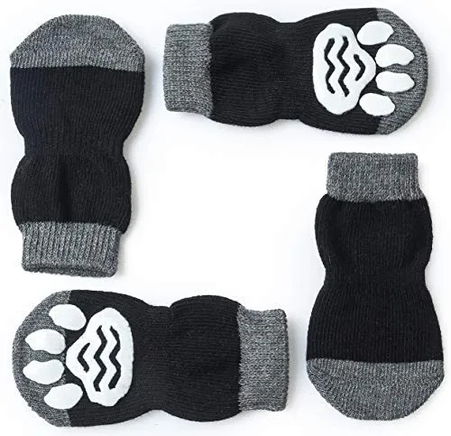 Harfkoko - Calcetines de punto antideslizante para perros y gatos con refuerzo de goma, protector de huella de perro antideslizante y protector de huella de gato para uso en interiores, apto para perros y gatos pequeños y medianos y grandes