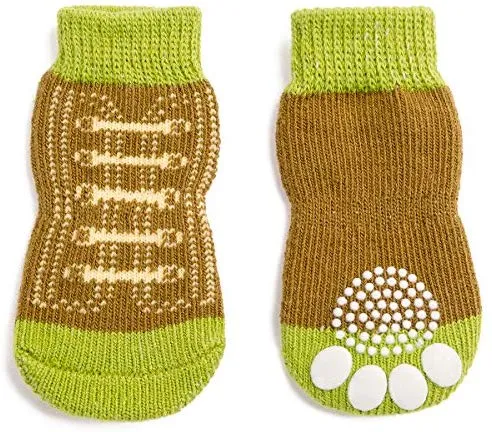 Harfkoko - Calcetines de punto antideslizante para perros y gatos con refuerzo de goma, protector de huella de perro antideslizante y protector de huella de gato para uso en interiores, apto para perros y gatos pequeños y medianos y grandes