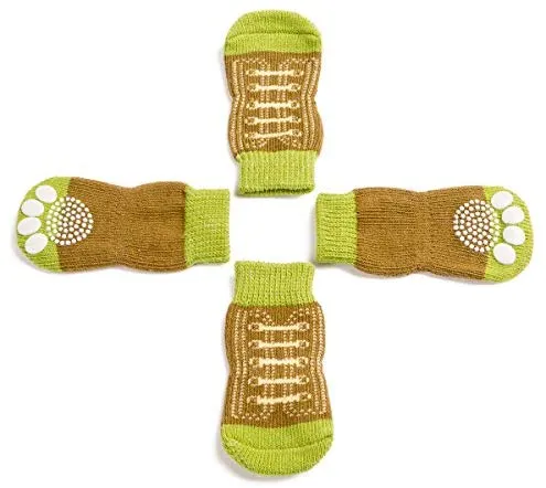 Harfkoko - Calcetines de punto antideslizante para perros y gatos con refuerzo de goma, protector de huella de perro antideslizante y protector de huella de gato para uso en interiores, apto para perros y gatos pequeños y medianos y grandes