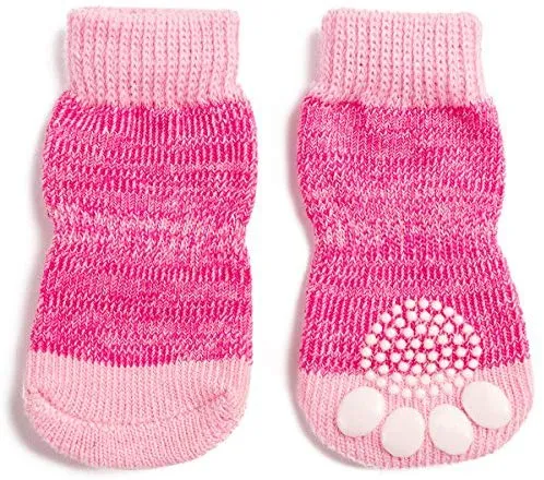 Harfkoko - Calcetines de punto antideslizante para perros y gatos con refuerzo de goma, protector de huella de perro antideslizante y protector de huella de gato para uso en interiores, apto para perros y gatos pequeños y medianos y grandes