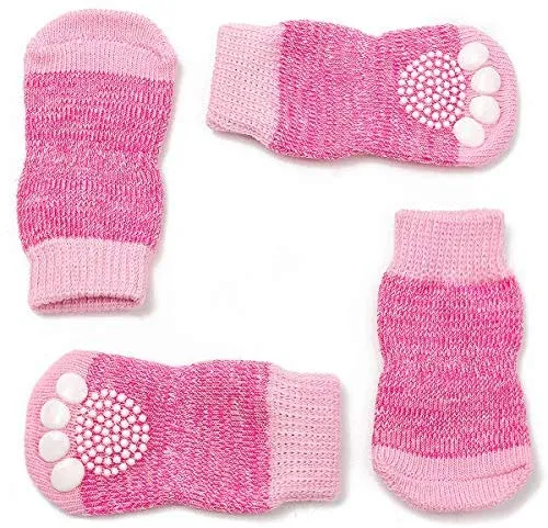 Harfkoko - Calcetines de punto antideslizante para perros y gatos con refuerzo de goma, protector de huella de perro antideslizante y protector de huella de gato para uso en interiores, apto para perros y gatos pequeños y medianos y grandes