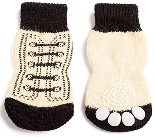 Harfkoko - Calcetines de punto antideslizante para perros y gatos con refuerzo de goma, protector de huella de perro antideslizante y protector de huella de gato para uso en interiores, apto para perros y gatos pequeños y medianos y grandes