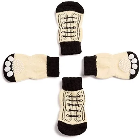 Harfkoko - Calcetines de punto antideslizante para perros y gatos con refuerzo de goma, protector de huella de perro antideslizante y protector de huella de gato para uso en interiores, apto para perros y gatos pequeños y medianos y grandes
