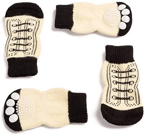 Harfkoko - Calcetines de punto antideslizante para perros y gatos con refuerzo de goma, protector de huella de perro antideslizante y protector de huella de gato para uso en interiores, apto para perros y gatos pequeños y medianos y grandes