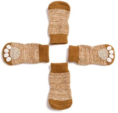 Harfkoko - Calcetines de punto antideslizante para perros y gatos con refuerzo de goma, protector de huella de perro antideslizante y protector de huella de gato para uso en interiores, apto para perros y gatos pequeños y medianos y grandes