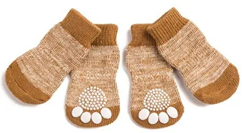Harfkoko - Calcetines de punto antideslizante para perros y gatos con refuerzo de goma, protector de huella de perro antideslizante y protector de huella de gato para uso en interiores, apto para perros y gatos pequeños y medianos y grandes
