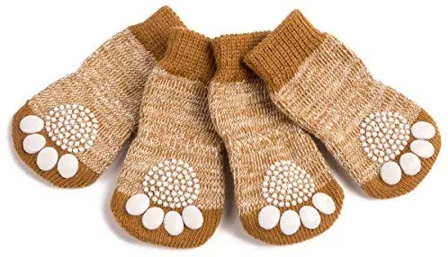 Harfkoko - Calcetines de punto antideslizante para perros y gatos con refuerzo de goma, protector de huella de perro antideslizante y protector de huella de gato para uso en interiores, apto para perros y gatos pequeños y medianos y grandes