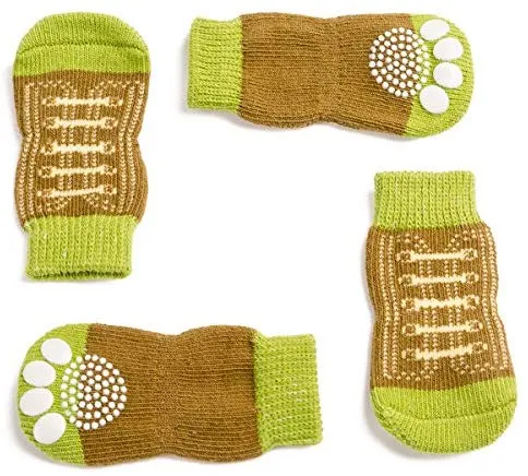 Harfkoko - Calcetines de punto antideslizante para perros y gatos con refuerzo de goma, protector de huella de perro antideslizante y protector de huella de gato para uso en interiores, apto para perros y gatos pequeños y medianos y grandes